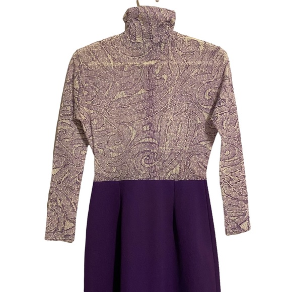 Vintage 70s Psychedelic Purple Lace Maxi Dress - Picture 8 of 12